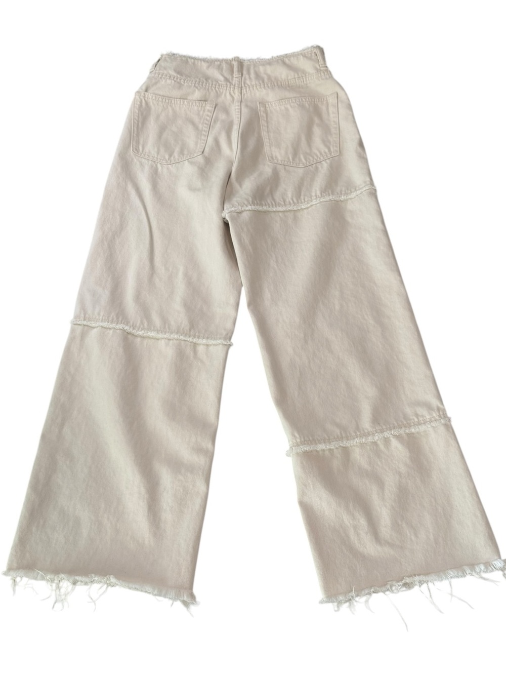 Wide Leg Cotton Panel Jeans in Cream Womens Size Medium Boho, Indie, 90s, Y2K - Picture 3 of 7